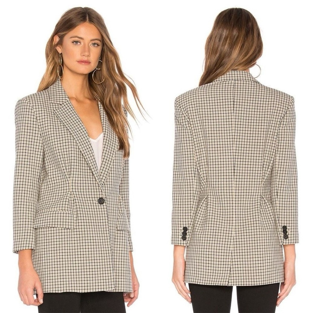 Joie Checkered Jacket in Black and Cream